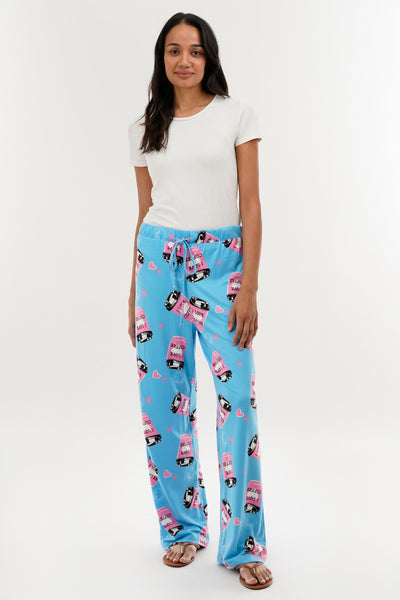 Canada Weather Gear Coffee Print Wide Leg Pajama Pants - Blue - Womens Pajamas - Fairweather