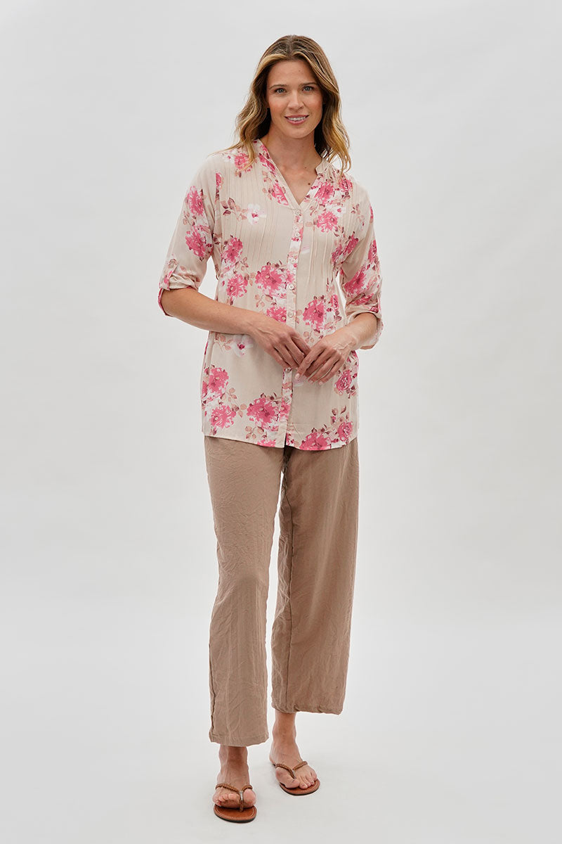 International INC Company Floral Back Tie Blouse - Pink - Womens Shirts & Blouses - Fairweather