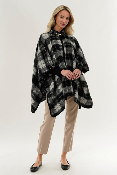 Canada Weather Gear Tartan Plaid Poncho - Black - Womens Ponchos - Fairweather