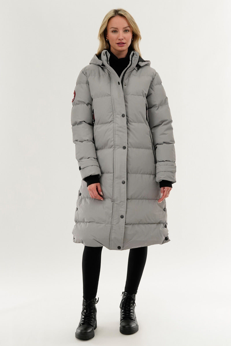 Canada Weather Gear Quilted Maxi Parka Jacket - Grey - Womens Parka Jackets - Fairweather