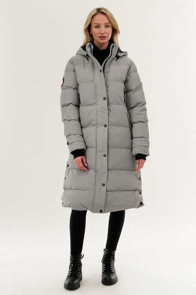 Canada Weather Gear Quilted Maxi Parka Jacket - Grey - Womens Parka Jackets - Fairweather