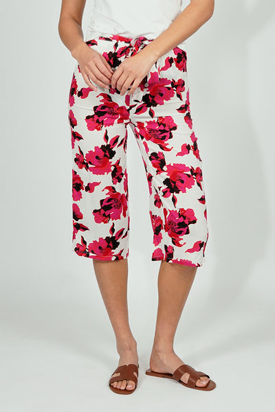 International INC Company Belted Floral Culotte Pants - White - Womens Pants - Fairweather