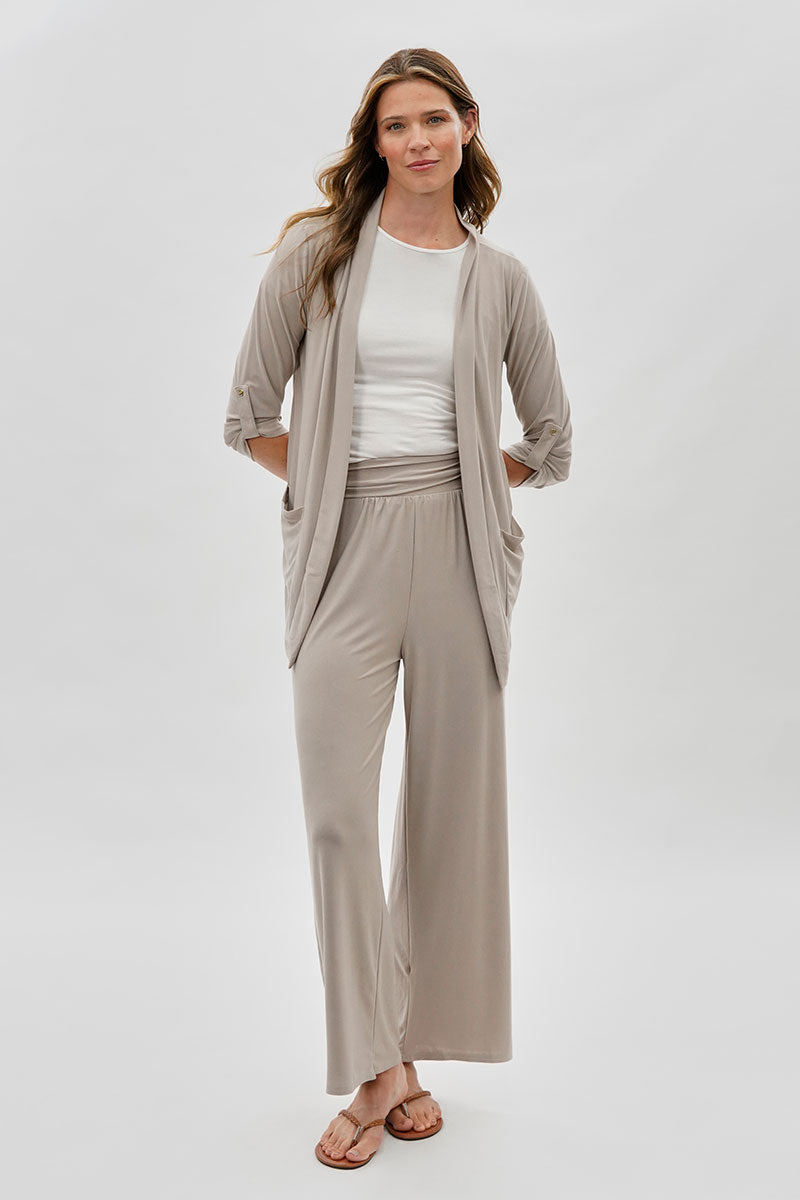 Costa Blanca Open Lightweight Wrap Cardigan - Stone - Womens Cardigans - Fairweather