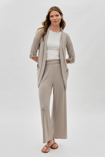 Costa Blanca Open Lightweight Wrap Cardigan - Stone - Womens Cardigans - Fairweather