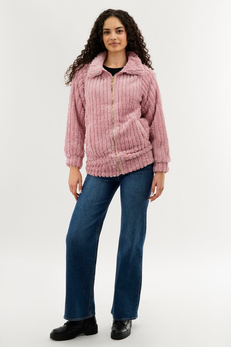 Veste légère zippée en peluche Fahrenheit - Rose
