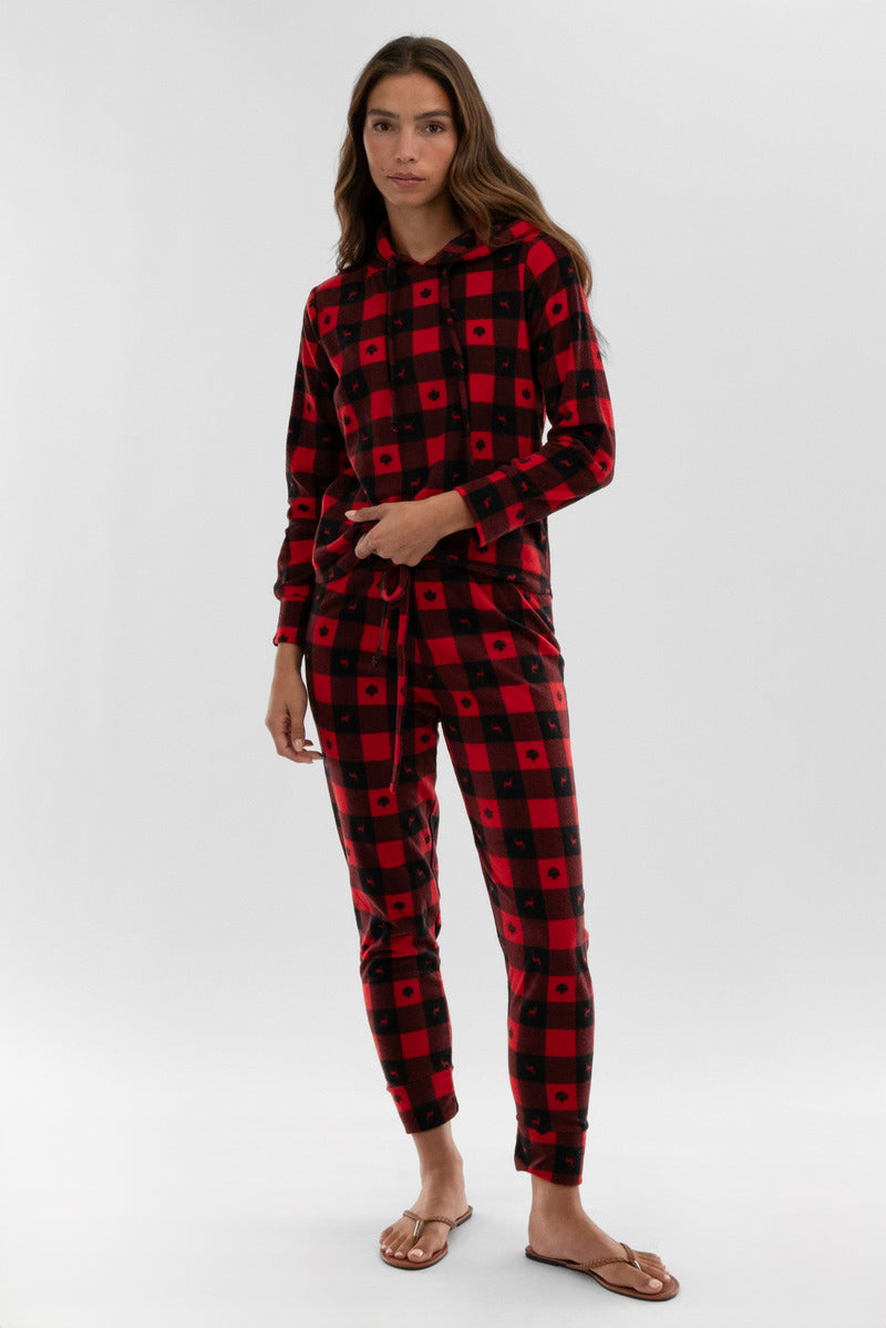 Canada Weather Gear Plaid Hooded Pajama Top - Red - Womens Pajamas - Fairweather
