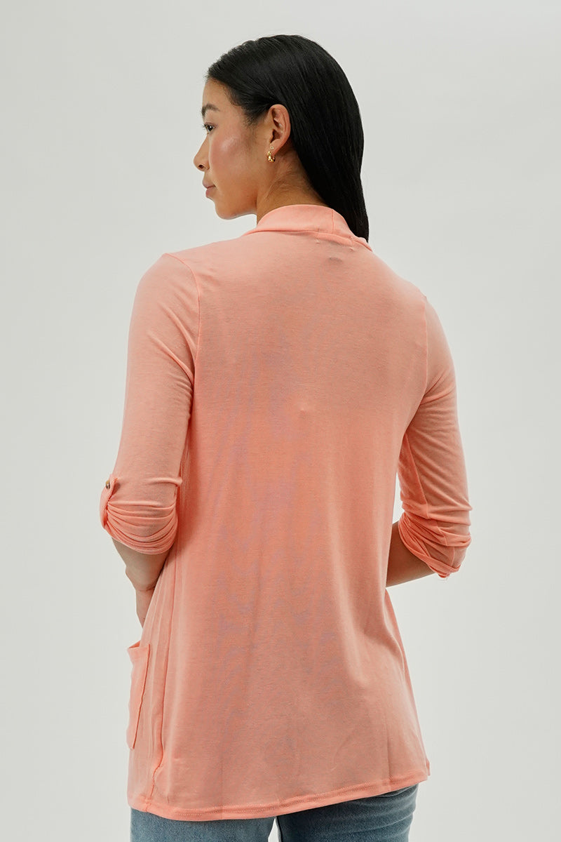 Fahrenheit Lightweight Wrap Cardigan - Peach - Womens Cardigans - Fairweather