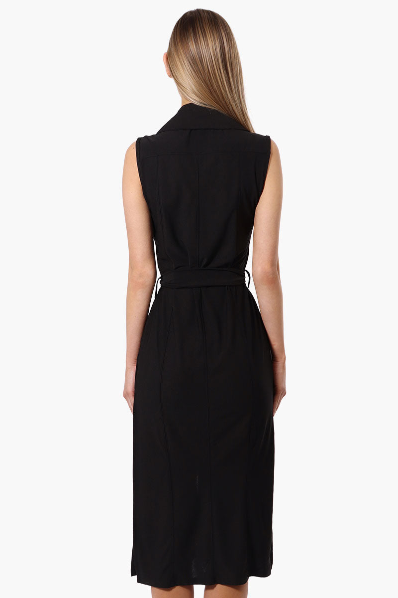 Button Down Belted Maxi Dress