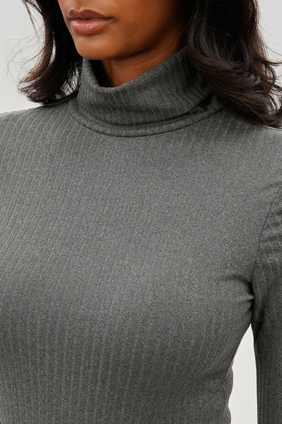 Majora Long Sleeve Turtleneck Pullover Sweater - Grey - Womens Tees & Tank Tops - Fairweather