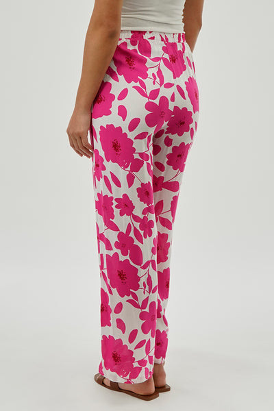 Beechers Brook Floral Drawstring Wide Leg Pants - Pink - Womens Pants - Fairweather
