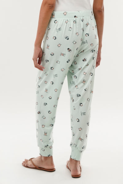 Canada Weather Gear Coffee Print Tie Waist Pajama Pants - Mint - Womens Pajamas - Fairweather