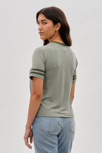 Stylexchange Vintage Striped Ringer Tee - Olive