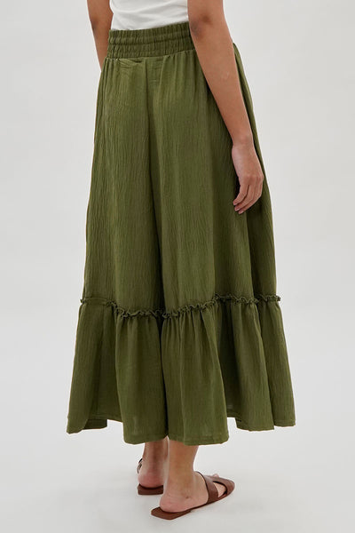 Stylexchange Vintage Tiered Cinched Skirt - Olive - Womens Skirts - Fairweather