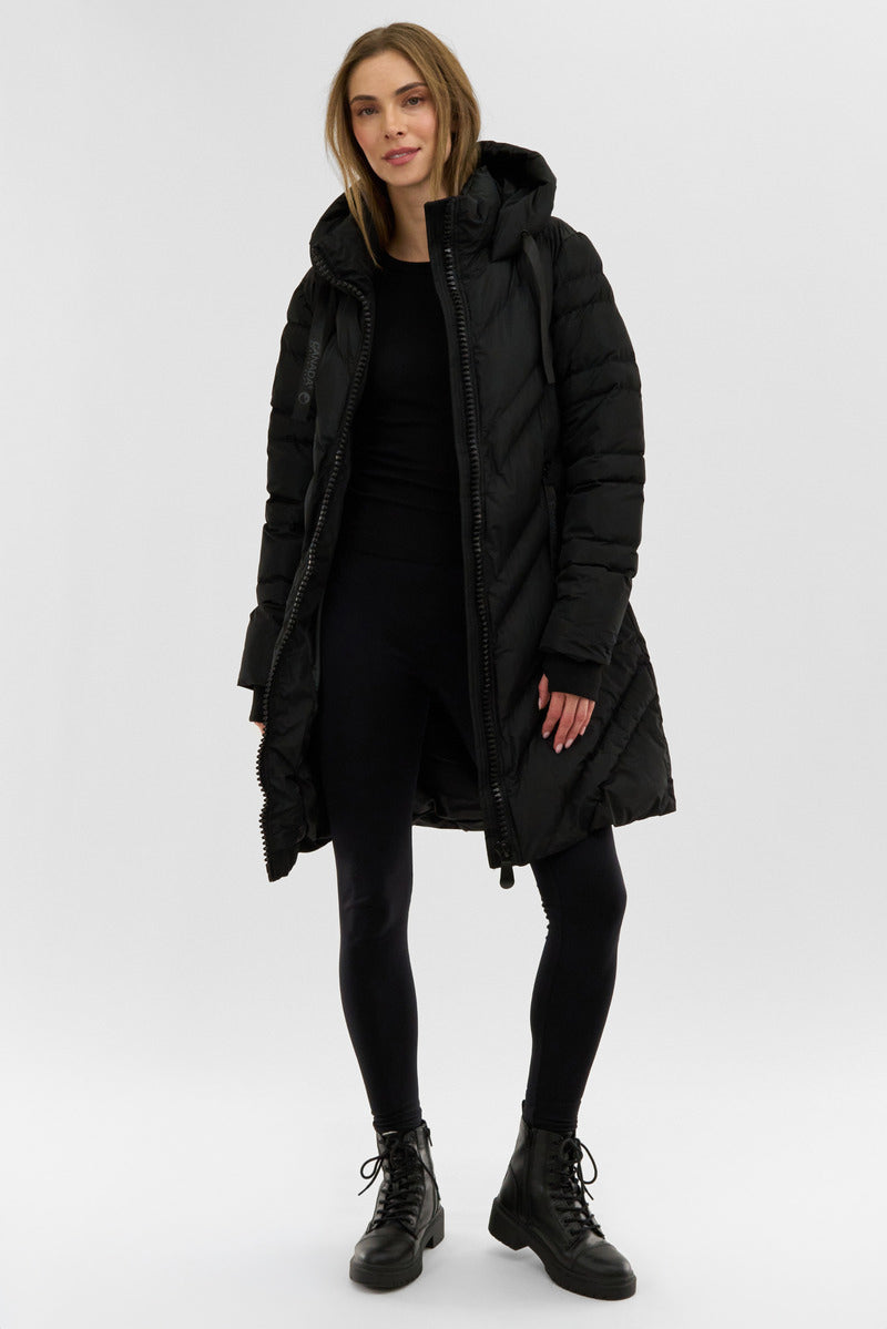 Canada Weather Gear Chevron Quilted Long Parka Jacket - Black - Womens Parka Jackets - Fairweather