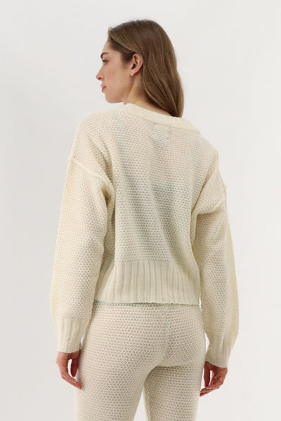 Runaway Bay V-Neck Knit Cardigan - Cream - Womens Cardigans - Fairweather