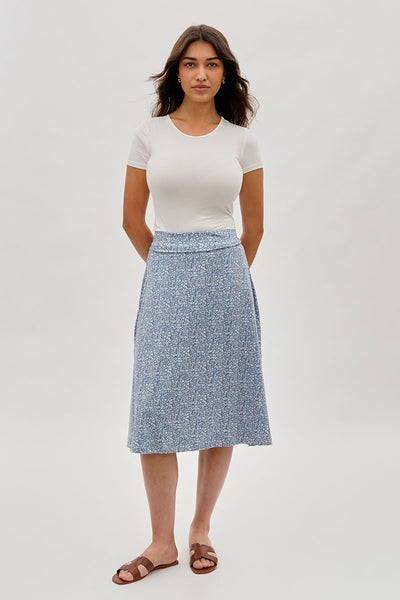International INC Company Floral A-Line Skirt - Blue - Womens Skirts - Fairweather