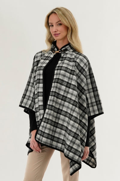 Canada Weather Gear Tartan Plaid Poncho - Grey - Womens Ponchos - Fairweather