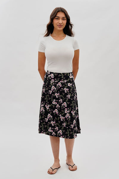 International INC Company Floral Fold Over Skirt - Black - Womens Skirts - Fairweather