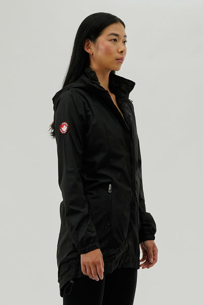 Canada Weather Gear Long Hooded Lightweight Jacket - Black - Womens Moto Jackets - Fairweather