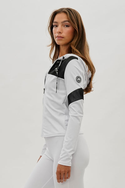 Super Triple Goose Zip Up Mesh Detail Hoodie - White - Womens Hoodies & Sweatshirts - Fairweather