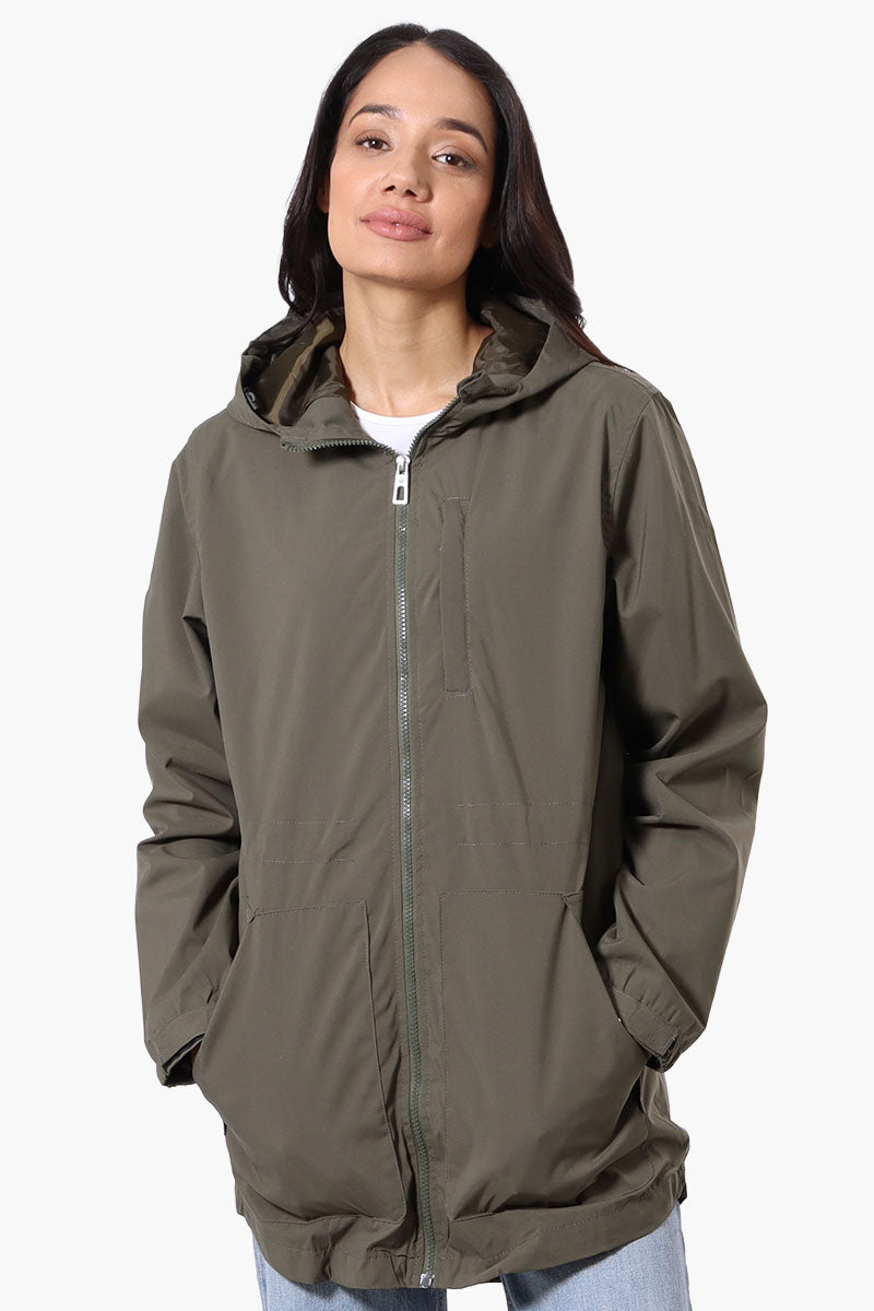 Canada Weather Gear Coated Microfiber Hooded Lightweight Jacket - Olive - Womens Lightweight Jackets - Fairweather