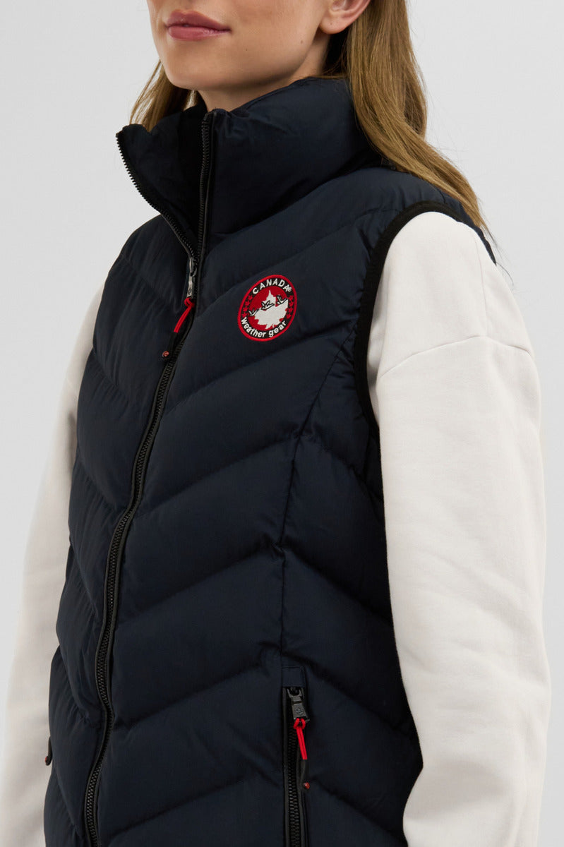 Canada Weather Gear Chevron Bubble Vest - Navy - Womens Vests - Fairweather