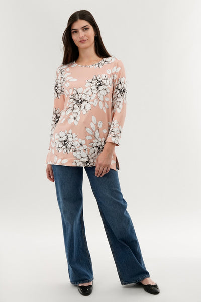 International INC Company Floral 3/4 Sleeve Blouse - Peach - Womens Shirts & Blouses - Fairweather