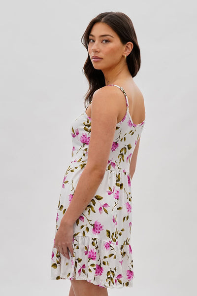 Stylexchange Vintage Floral Henley Day Dress - White - Womens Day Dresses - Fairweather