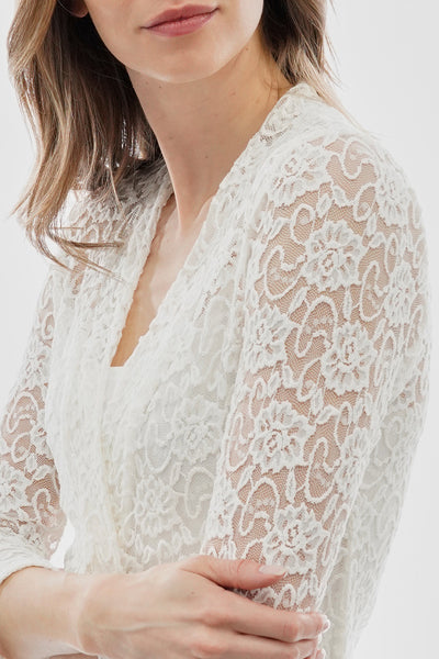Costa Blanca Floral Lace Open Shrug Cardigan - Cream - Womens Cardigans - Fairweather