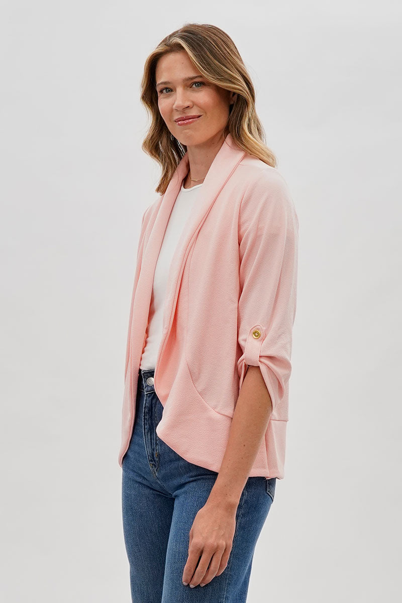 Majora Open Roll Up Sleeve Blazer - Pink - Womens Blazers - Fairweather