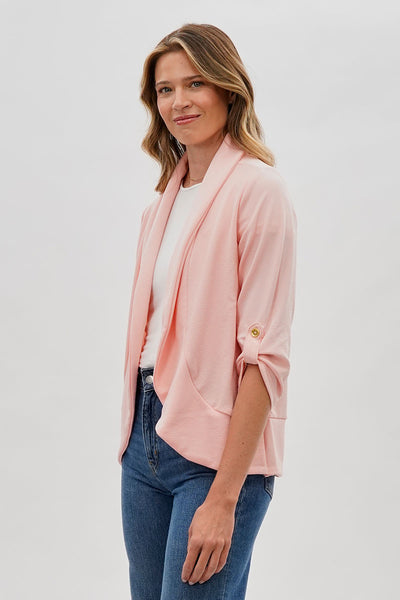 Majora Open Roll Up Sleeve Blazer - Pink - Womens Blazers - Fairweather