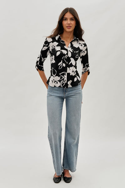 International INC Company Floral Button Up Shirt - Black - Womens Shirts & Blouses - Fairweather