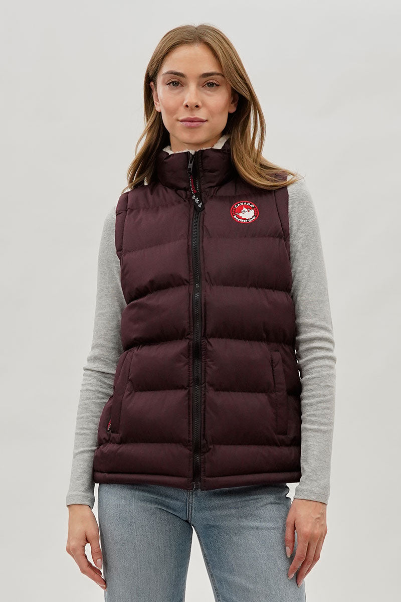 Gilet matelassé Canada Weather Gear à col doublé polaire – Bordeaux