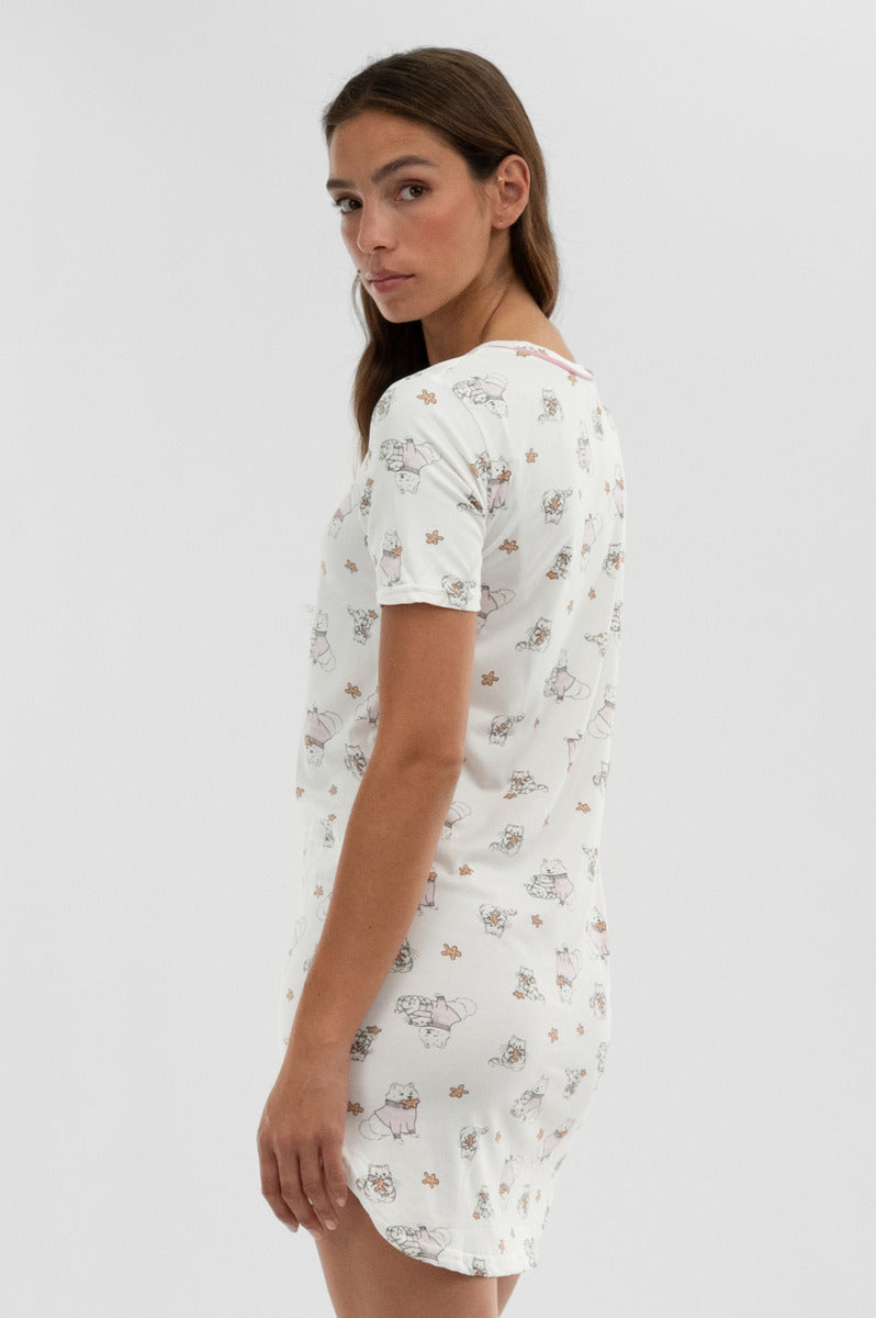 Canada Weather Gear Dog Print Tunic Pajama Top - White - Womens Pajamas - Fairweather