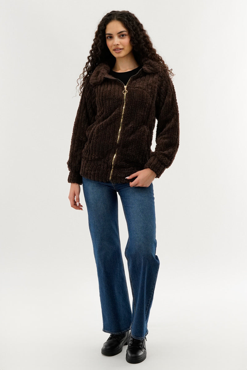 Veste légère zippée en peluche Fahrenheit - Marron
