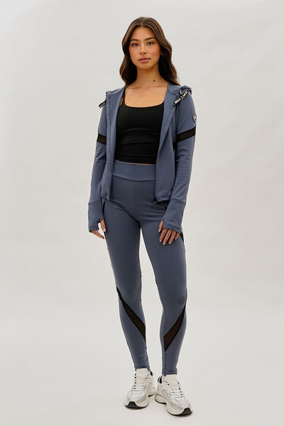 Super Triple Goose Zip Up Active Hoodie - Grey - Womens Hoodies & Sweatshirts - Fairweather