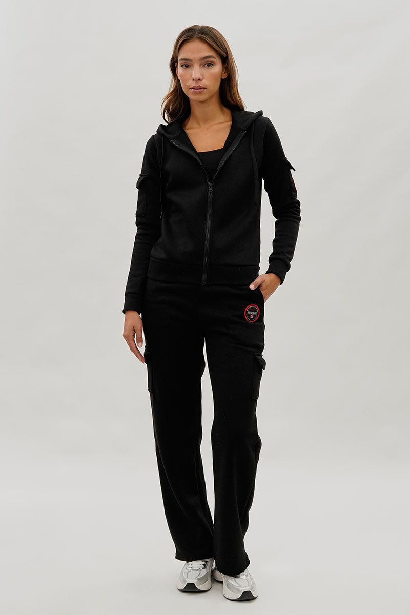 Pantalon de survêtement cargo large Fahrenheit - Noir