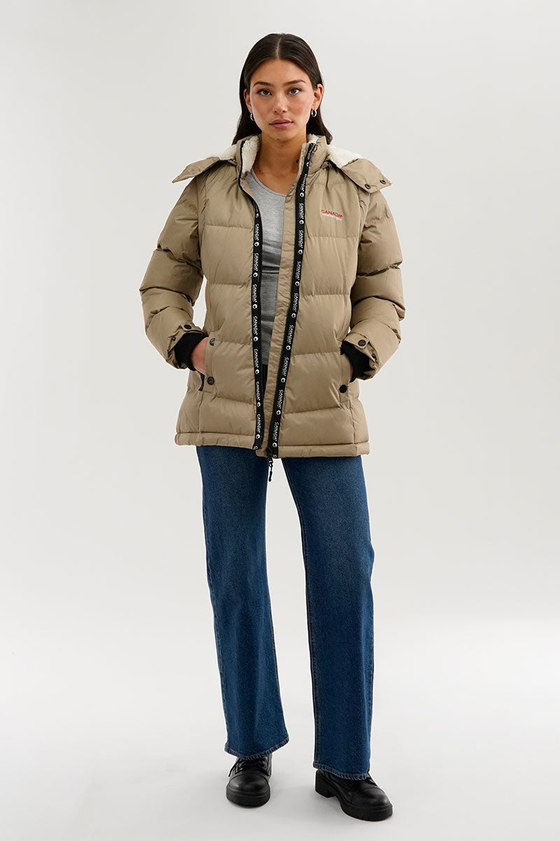 Canada Weather Gear Zip Off Sleeve Parka Jacket - Beige - Womens Parka Jackets - Fairweather