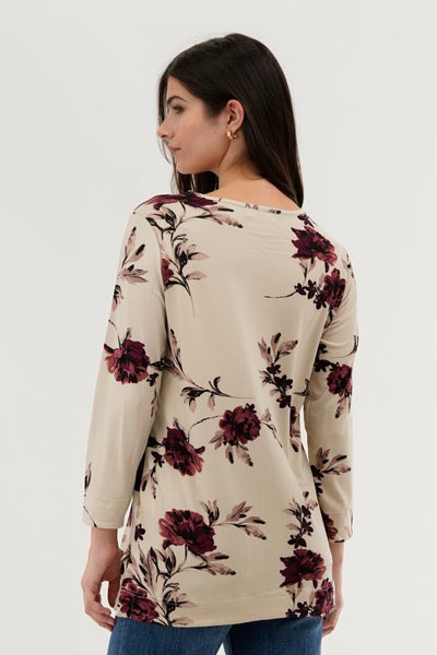 International INC Company Floral 3/4 Sleeve Blouse - Cream - Womens Shirts & Blouses - Fairweather