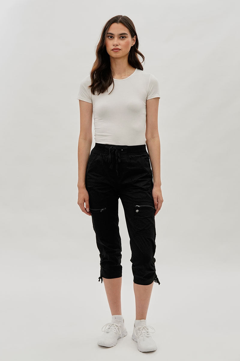 International INC Company Tie Waist Cargo Capris - Black - Womens Shorts & Capris - Fairweather