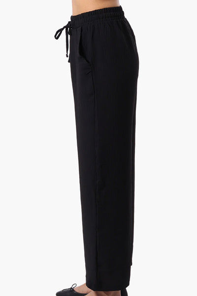 Stylexchange Tie Waist Wide Leg Crinkled Pants - Black - Womens Pants - Fairweather