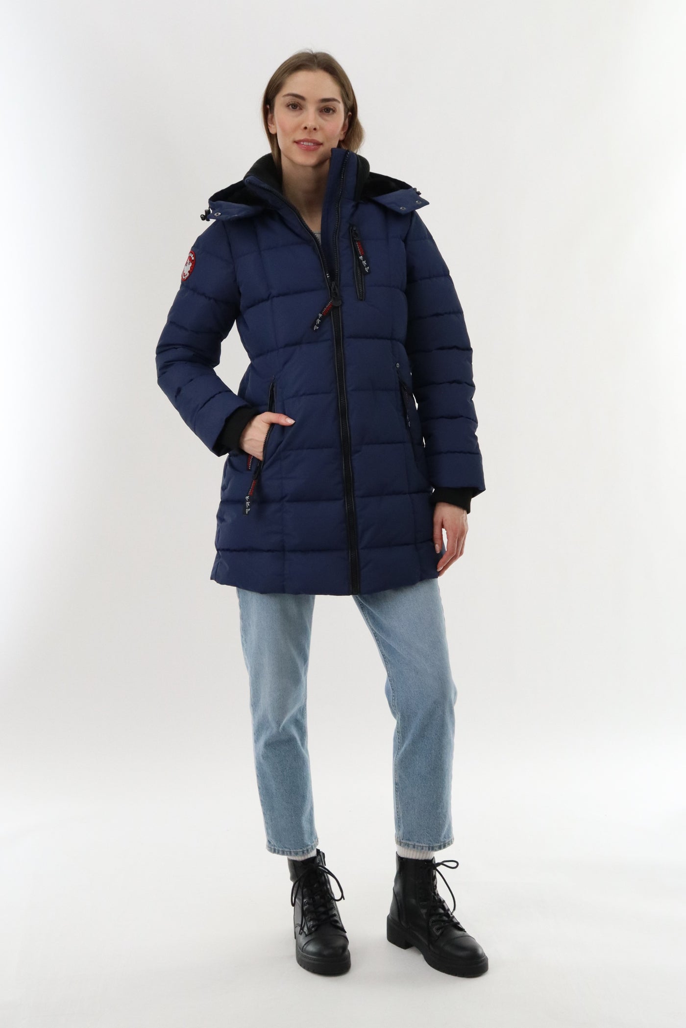 Canada Weather Gear Knit Collar Quilted Puffer Parka - Navy - Womens Parka Jackets - Fairweather