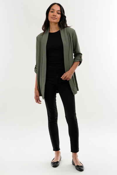 International INC Company Roll Up Sleeve Cardigan - Olive - Womens Cardigans - Fairweather