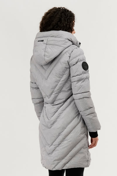 Canada Weather Gear Chevron Quilted Long Parka Jacket - Grey