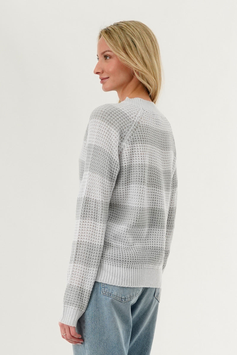 International INC Company Striped Knit Crewneck Pullover Sweater - Grey - Womens Pullover Sweaters - Fairweather