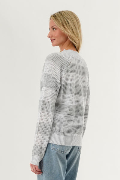 International INC Company Striped Knit Crewneck Pullover Sweater - Grey - Womens Pullover Sweaters - Fairweather