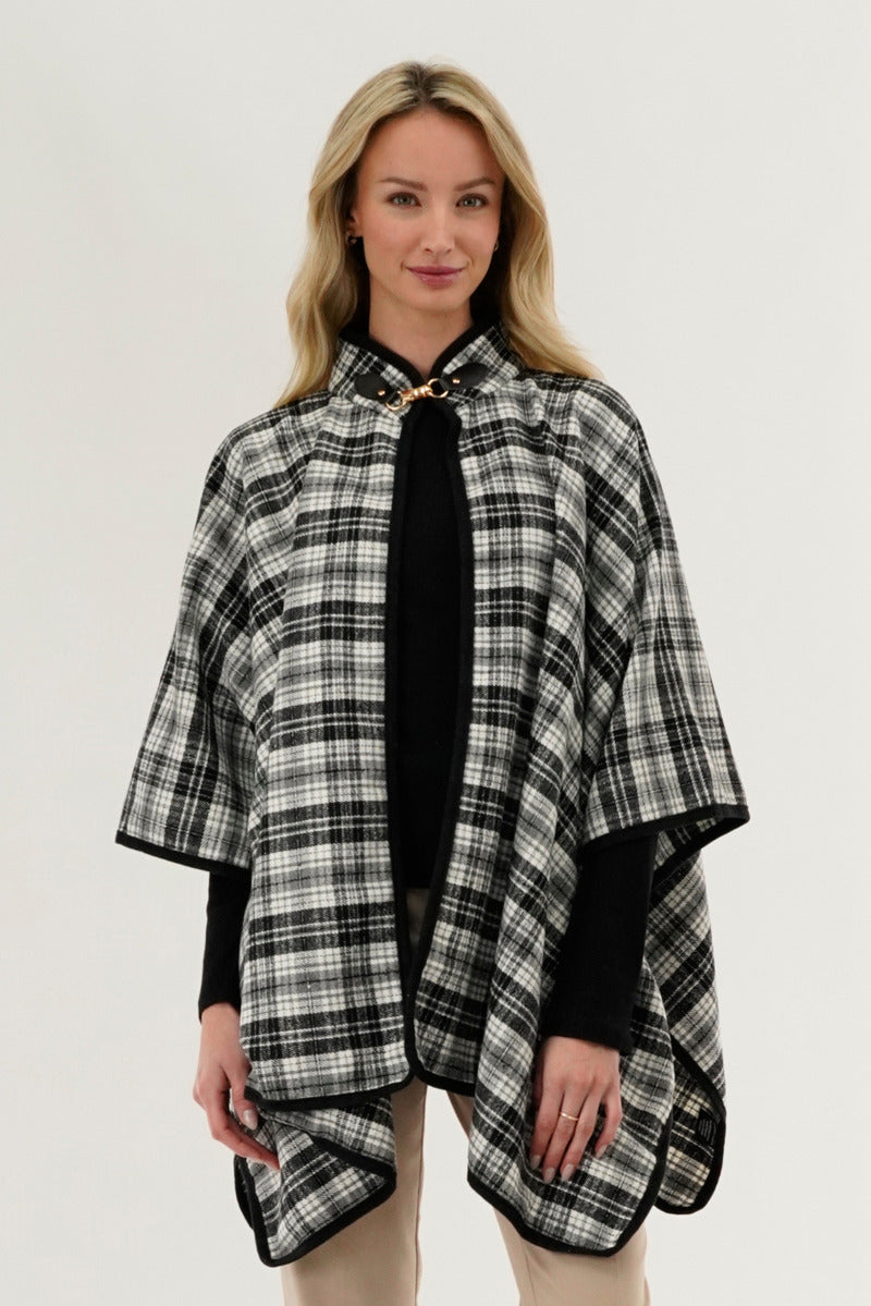 Canada Weather Gear Tartan Plaid Poncho - Grey - Womens Ponchos - Fairweather