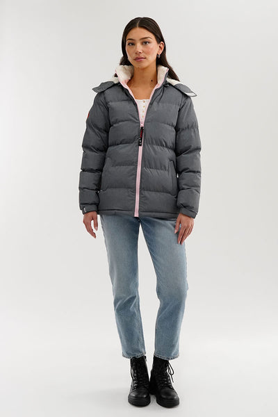 Canada Weather Gear Sherpa Lined Collar Bomber Jacket - Grey - Womens Bomber Jackets - Fairweather