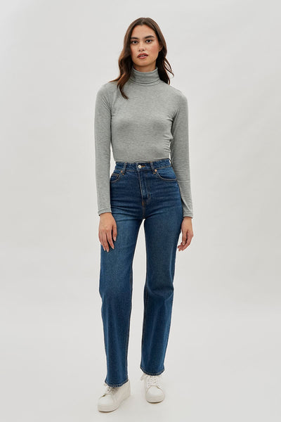 Magazine Cinched Side Turtleneck Long Sleeve Top - Grey - Womens Long Sleeve Tops - Fairweather
