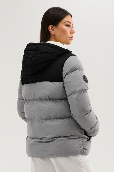 Super Triple Goose Colour Block Bomber Jacket - Grey - Womens Bomber Jackets - Fairweather